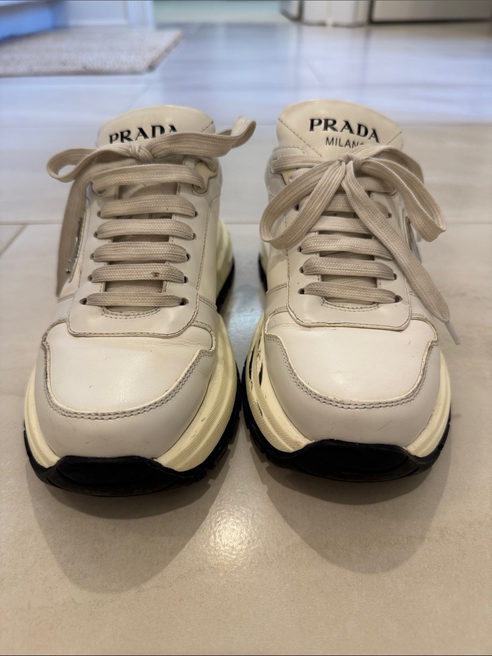 Prada White and Cream Sneakers